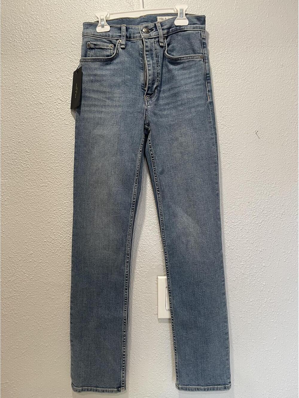 rag & bone High-Rise Slim Jeans Light Blue Denim